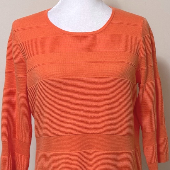 Belford NEW Orange Soft Pima Cotton Scoop Neck Front 3/4 Sleeves Pullover Top S - Picture 6 of 16